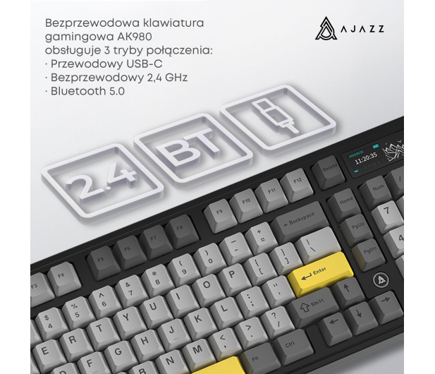 Ajazz AK980 V2 Gift Switch V2 Black Gray Yellow z ekranem - 1536371 - zdjęcie 10